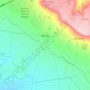 Danalı Köyü topographic map, elevation, terrain