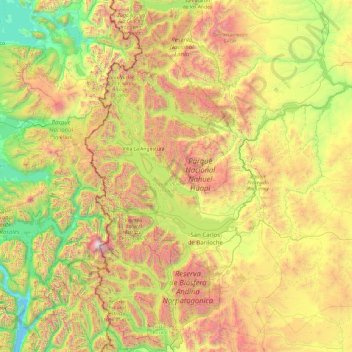 Parque Nacional Nahuel Huapi topographic map, elevation, terrain
