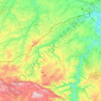 L'Odon topographic map, elevation, terrain