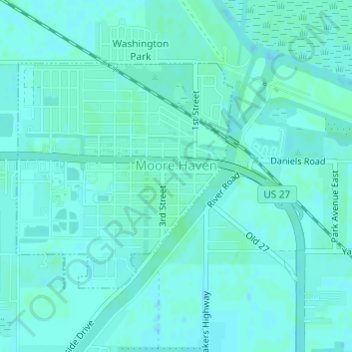 Moore Haven topographic map, elevation, terrain