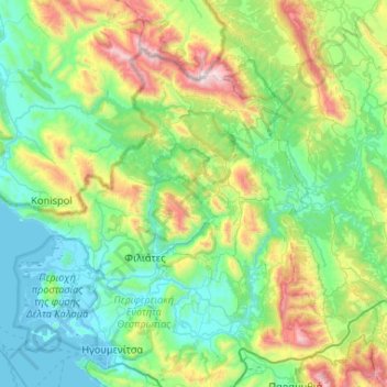Δήμος Φιλιατών topographic map, elevation, terrain