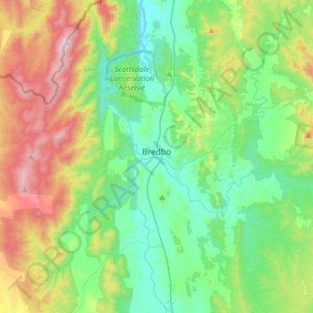 Bredbo topographic map, elevation, terrain