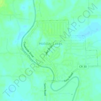 Holiday Lakes topographic map, elevation, terrain