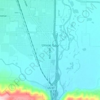Union Gap topographic map, elevation, terrain
