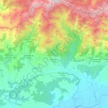 Losar de la Vera topographic map, elevation, terrain