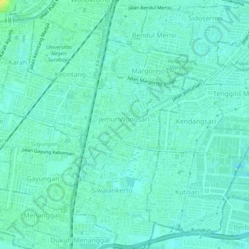 Wonocolo topographic map, elevation, terrain