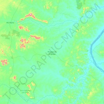 Floresta do Araguaia topographic map, elevation, terrain