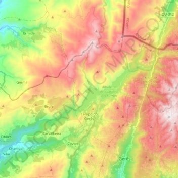 Campo do Gerês topographic map, elevation, terrain