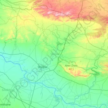 Shirpur topographic map, elevation, terrain