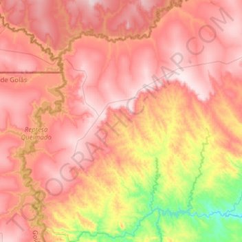 Palmital de Minas topographic map, elevation, terrain