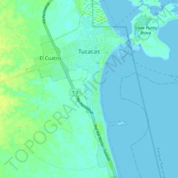 Tucacas topographic map, elevation, terrain