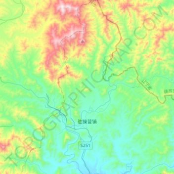 Zhucaoying topographic map, elevation, terrain