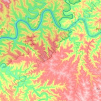 Derrubadas topographic map, elevation, terrain