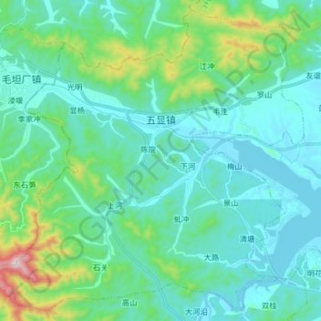 Wuxian topographic map, elevation, terrain