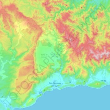 San Antonio del Sur topographic map, elevation, terrain