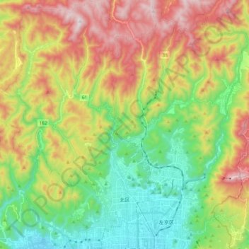 北区 topographic map, elevation, terrain