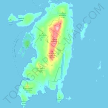 Isle Au Haut topographic map, elevation, terrain