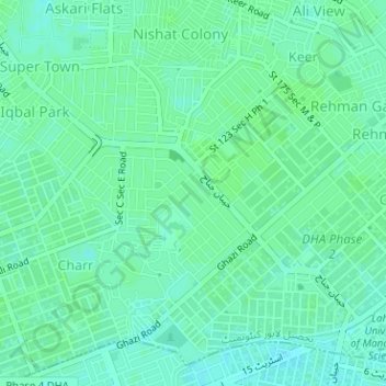 DHA Lahore topographic map, elevation, terrain