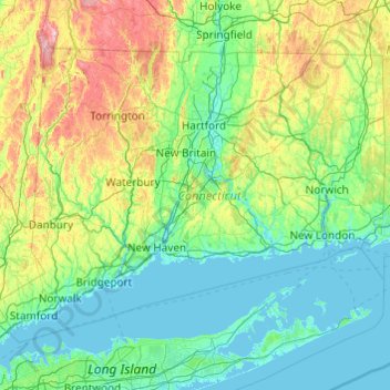 Connecticut topographic map, elevation, terrain