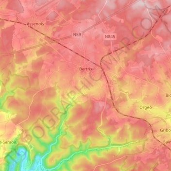 Bertrix topographic map, elevation, terrain