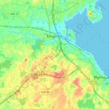 Kingston topographic map, elevation, terrain