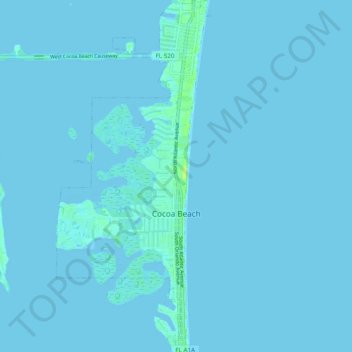 Cocoa Beach topographic map, elevation, terrain
