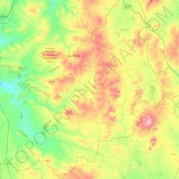 Haymana topographic map, elevation, terrain