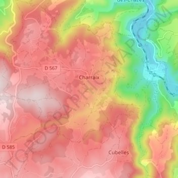 Charraix topographic map, elevation, terrain