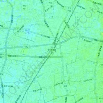 Oki topographic map, elevation, terrain