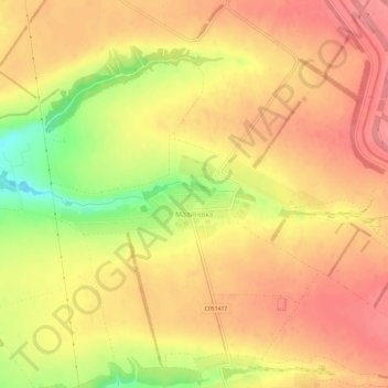 Malynivka topographic map, elevation, terrain