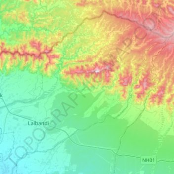 Lalbandi topographic map, elevation, terrain