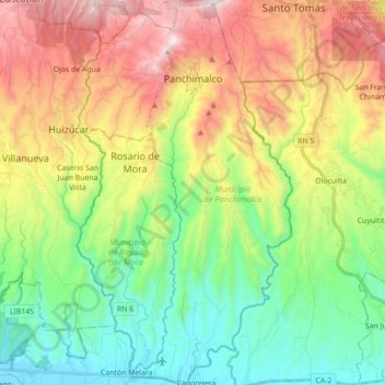 Municipio de Panchimalco topographic map, elevation, terrain