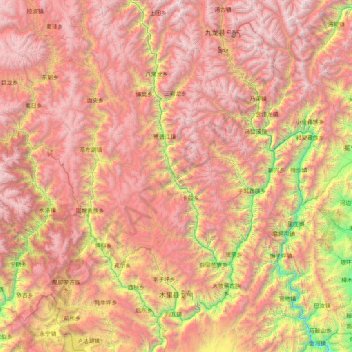 Muli Tibetan Autonomous County topographic map, elevation, terrain