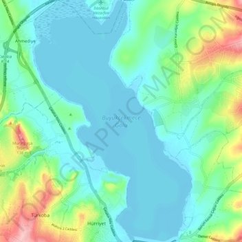 Büyükçekmece Gölü topographic map, elevation, terrain