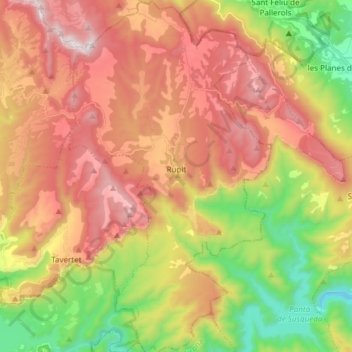 Rupit i Pruit topographic map, elevation, terrain