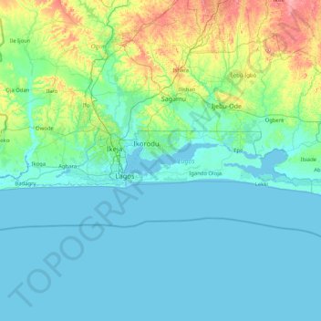 Lagos State topographic map, elevation, terrain