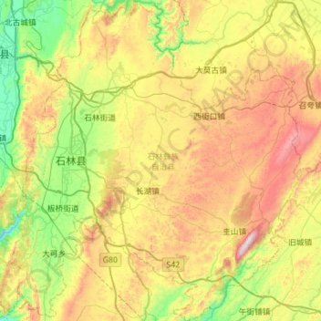 Shilin Yi Autonomous County topographic map, elevation, terrain