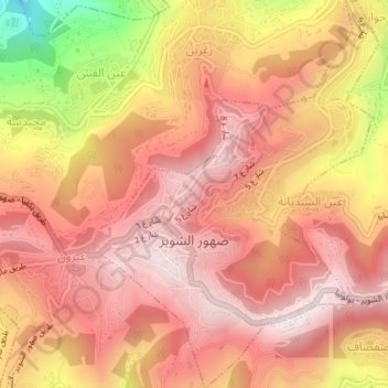 Dhour El Choueir topographic map, elevation, terrain