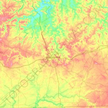 Logan County topographic map, elevation, terrain