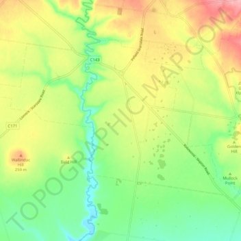 Pitfield topographic map, elevation, terrain