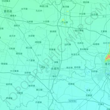 Yongcheng City topographic map, elevation, terrain