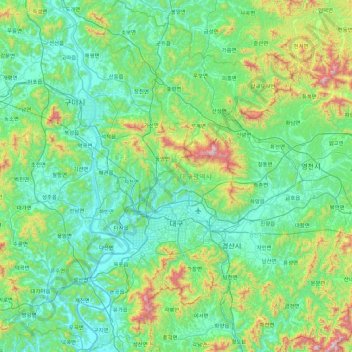 Daegu topographic map, elevation, terrain
