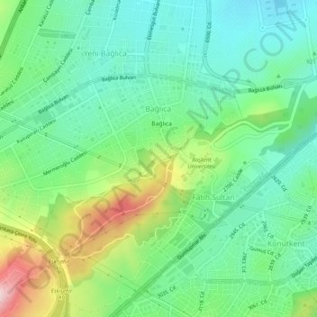 Bağlıca Mahallesi topographic map, elevation, terrain