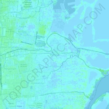 Wonorejo topographic map, elevation, terrain