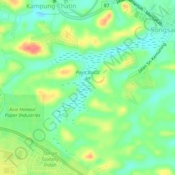 Paya Busut Jin topographic map, elevation, terrain