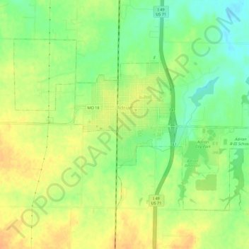 Adrian topographic map, elevation, terrain