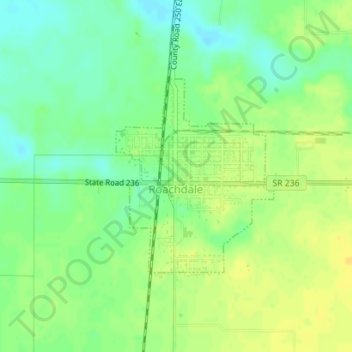 Roachdale topographic map, elevation, terrain