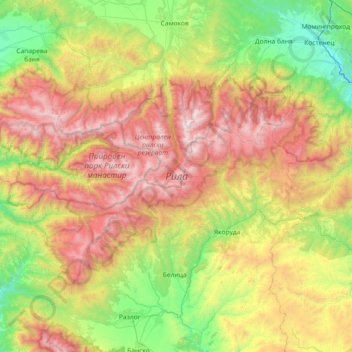 National Park Rila topographic map, elevation, terrain