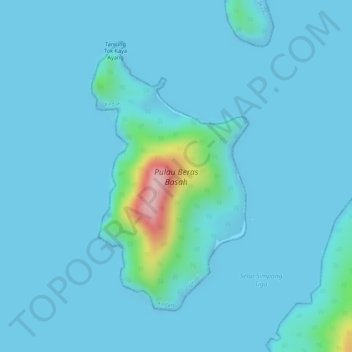 Pulau Beras Basah topographic map, elevation, terrain