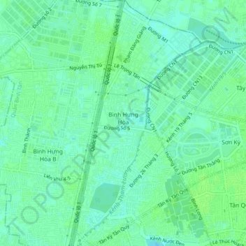 Binh Hung Hoa Ward topographic map, elevation, terrain